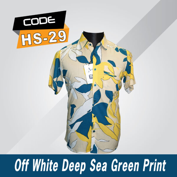 Hs-29 (Off White Deep Sea Green Print )